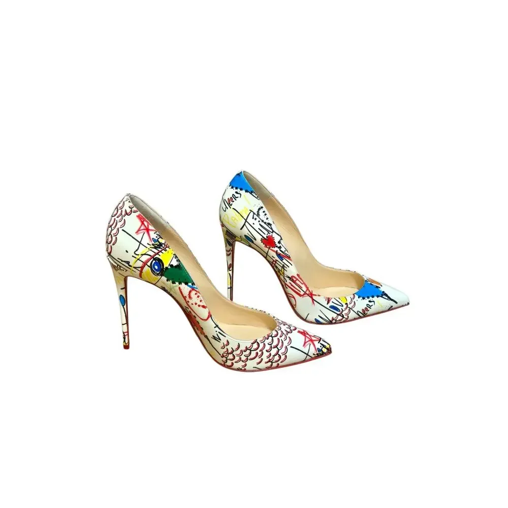 Christian Louboutin So Kate Graffiti Art Patent Leather 120 Heel Pumps